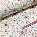 Тканина польська бавовняна пташка, метелики та квіточки рожево-блакитні на білому, фото 3