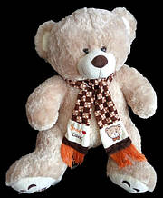 Чарівна м'яка іграшка Ведмедик 68 см у шарфі плюшевий ведмідь коричневий