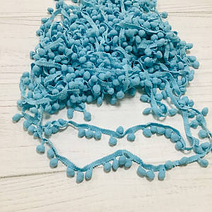 Тасьма з помпонами бірюзового кольору (10 мм)