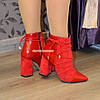 Черевики комбіновані на високому стійкому каблуці, декоровані гумкою, фото 3