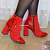 Черевики комбіновані на високому стійкому каблуці, декоровані гумкою, фото 4