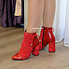Черевики комбіновані на високому стійкому каблуці, декоровані гумкою, фото 5