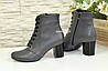 Класичні жіночі черевики з натуральної сірої шкіри, на каблуці, фото 2