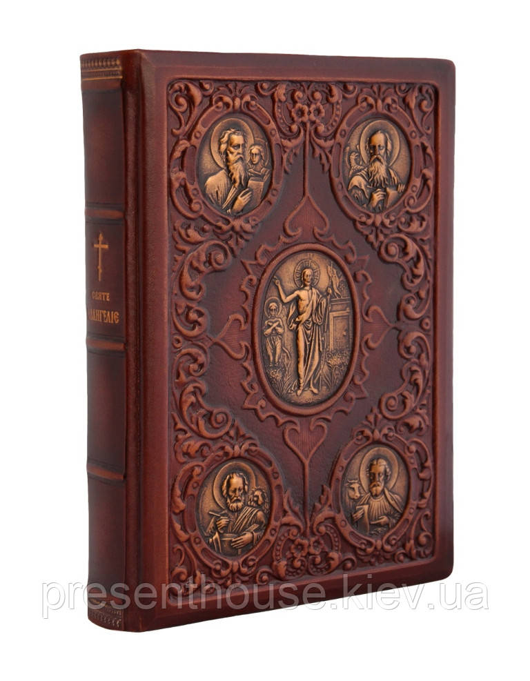 Книга у шкіряному палітурці Євангелія, 13х20 см, фото 1