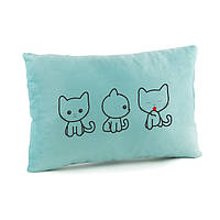 Декоративная подушка с вышивкой для влюбленных Три котика,подушка на День Святого Валентина флок голубой