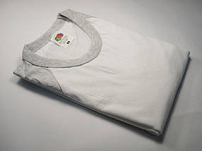 Чоловіча Біла футболка з сіро-ліловими рукавами розмір 3XL 61-026-WF