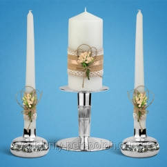 Набор свадебных свечей - бежевый цвет украшения - фото 1 - id-p890461007