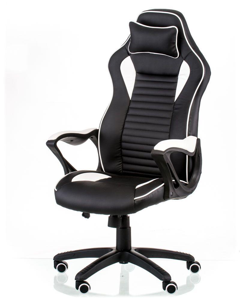 Спортивне офісне крісло комп'ютерне з подушкою під шию Nero black/white Special4You