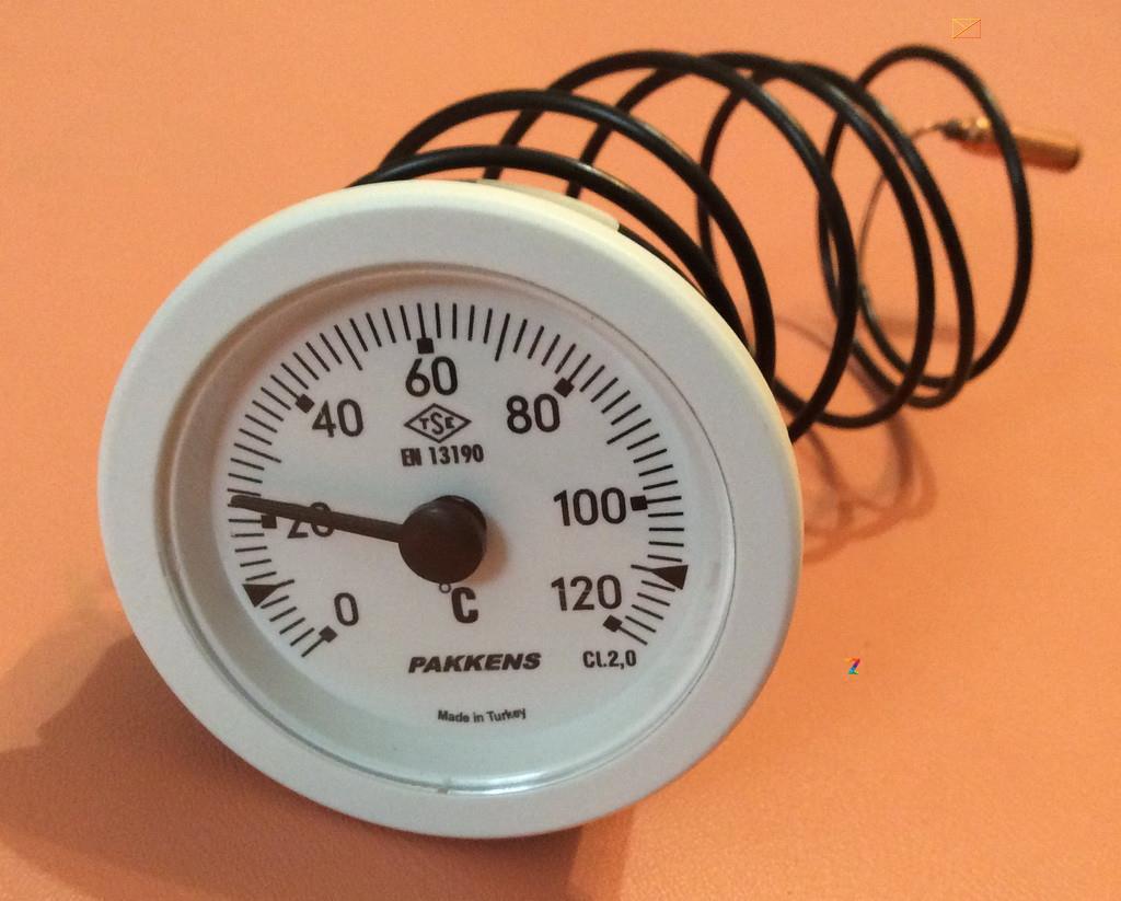 Термометр капілярний PAKKENS Ø 52 мм / Tmax=120 °C / довжина капіляра L = 1 м Туреччина