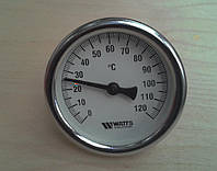 Термометр биметаллический трубчатый WATTS Ø63мм от 0 до 120°С, гильза L=50 мм (с резьбой 1/2") Германия