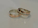 Пара обручок з срібла з вставками із золота, фото 5