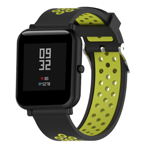 Силіконовий ремінець Sport для Xiaomi Amazfit Bip / Lite / 20 мм Чорний / Зелений 1895P