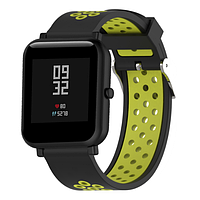 Силиконовый ремешок Sport для Xiaomi Amazfit Bip / Lite / 20 мм Черный / Зеленый 1895P