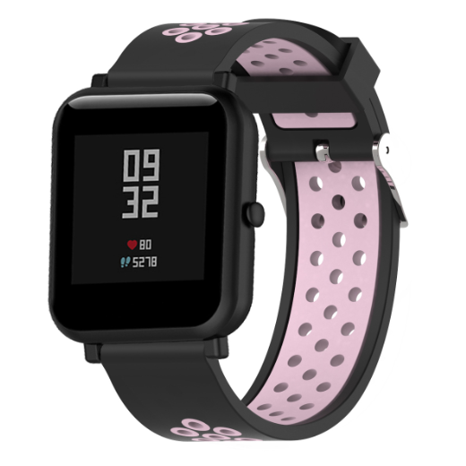 Силіконовий ремінець Sport для Xiaomi Amazfit Bip / Lite / 20 мм Чорний / Рожевий 1895P