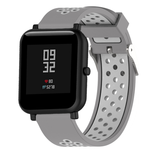 Силіконовий ремінець Sport для Xiaomi Amazfit Bip / Lite / 20 мм Сірий / Білий 1895P, фото 1