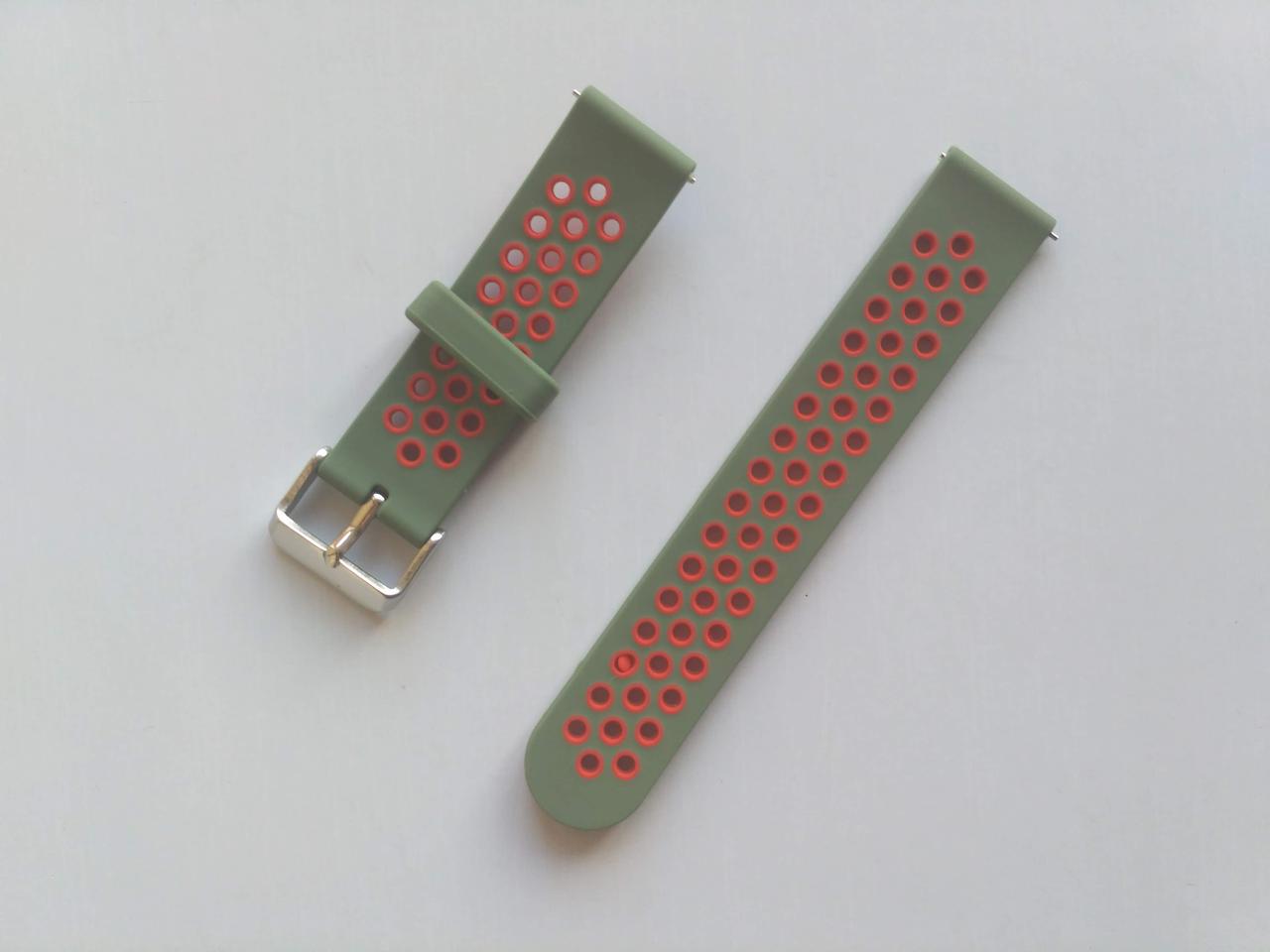 Силіконовий ремінець Sport для Xiaomi Amazfit Bip / Lite / 20 мм Хакі / Червоний 1895P, фото 1