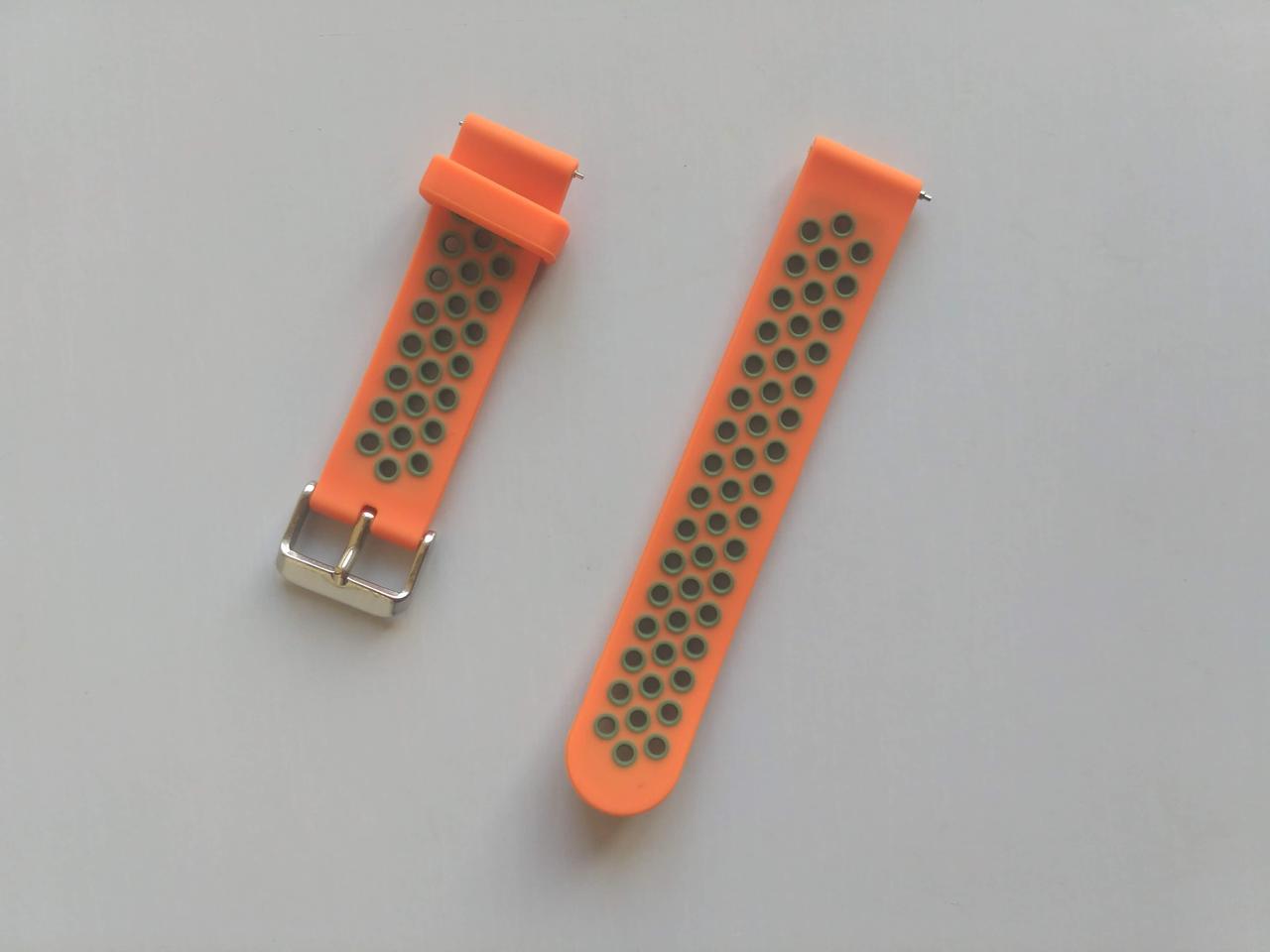 Силіконовий ремінець Sport для Xiaomi Amazfit Bip / Lite / 20 мм Помаранчевий / Хакі 1895P, фото 1