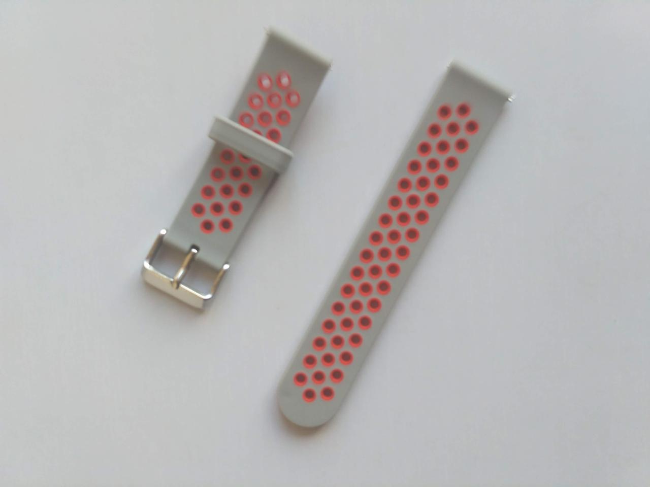 Силіконовий ремінець Sport для Xiaomi Amazfit Bip / Lite / 20 мм Сірий / Червоний 1895P, фото 1