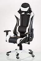 Геймерское компьютерное кресло черно белое ExtremeRace black / white Special4You