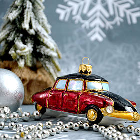 Скляна ялинкова іграшка Ретро машина Irena
