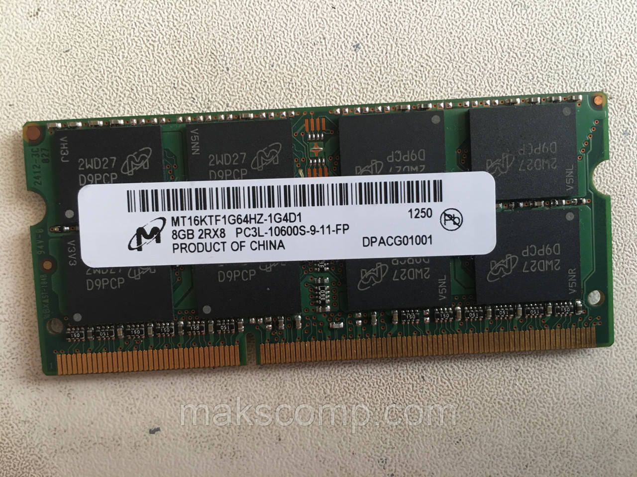 Micron 8Gb Пам'ять So-DIMM PC3L-10600S DDR3-1333 (MT16KTF1G64HZ-1G4D1)