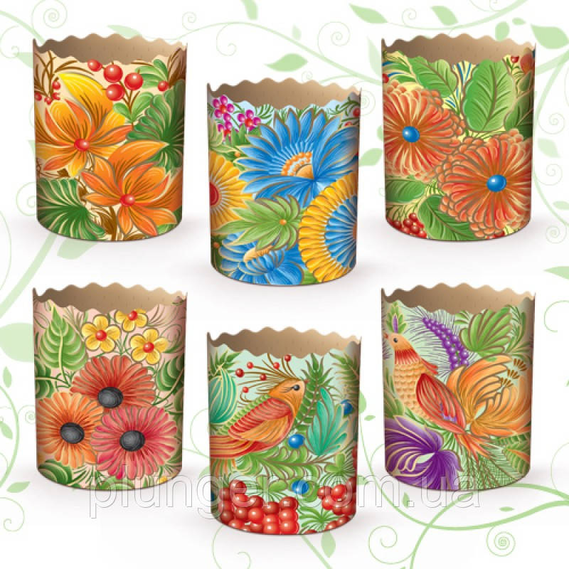 Паперова форма для пасхального кулічу, паски, Петриківка, 70*85 мм, фото 1