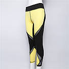 Жіночі для фітнесу легінси для спорту з сіткою чорні жовті №31 — спортивні, фото 8