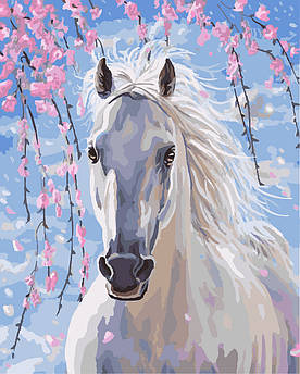 Картина за номерами Кінь в кольорах сакури 40 х 50 см (BK-GX8528)
