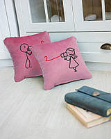 Подушки парные для влюбленных для влюбленных «Связь» подушки на день святого валентина флок розовый