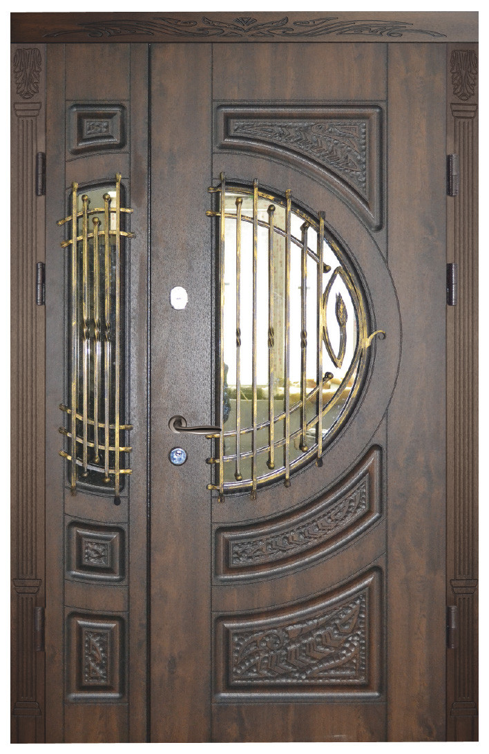 Двері вуличні, модель 12. PRESTIGE накладки 16 мм, VINORIT, 3D фрезерування, патина