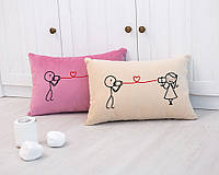 Декоративная подушка с принтом для влюбленных «Связь» подарок на день Святого Валентина