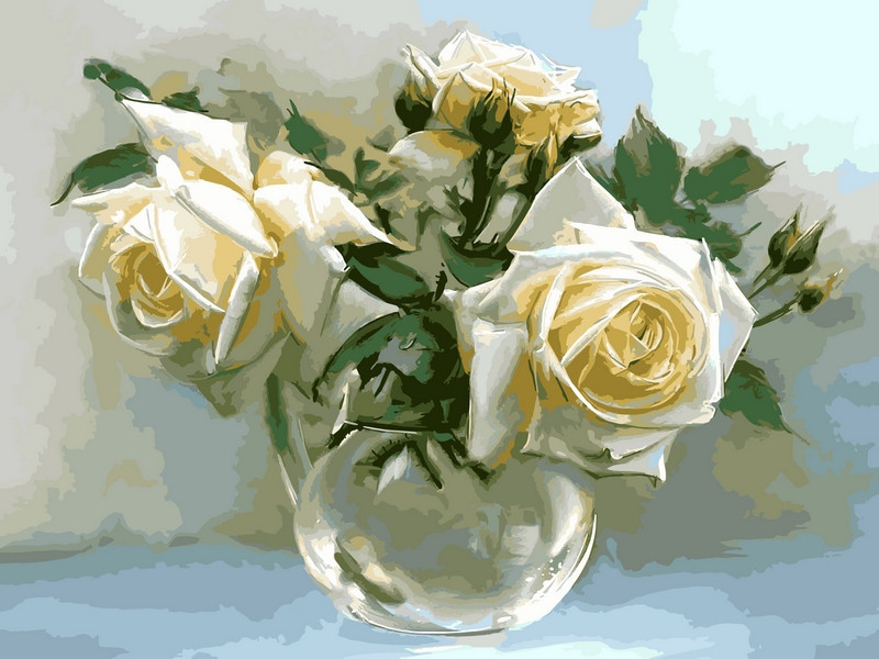 Картина за номерами Чайні троянди 30 х 40 см (VK017)