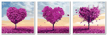 Картина за номерами Дерева любові Триптих 50 х 150 см (VPT024)