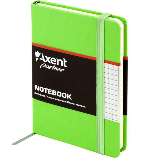 Записна книга блокнот Axent 95х140мм 96арк клітка,тв. обл.,салатовий Partner 8301-04-A