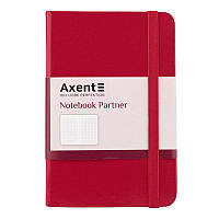 Записна книга блокнот Axent 95х140мм 96арк клітка,тв. обл.,червоний Partner 8301-03-A