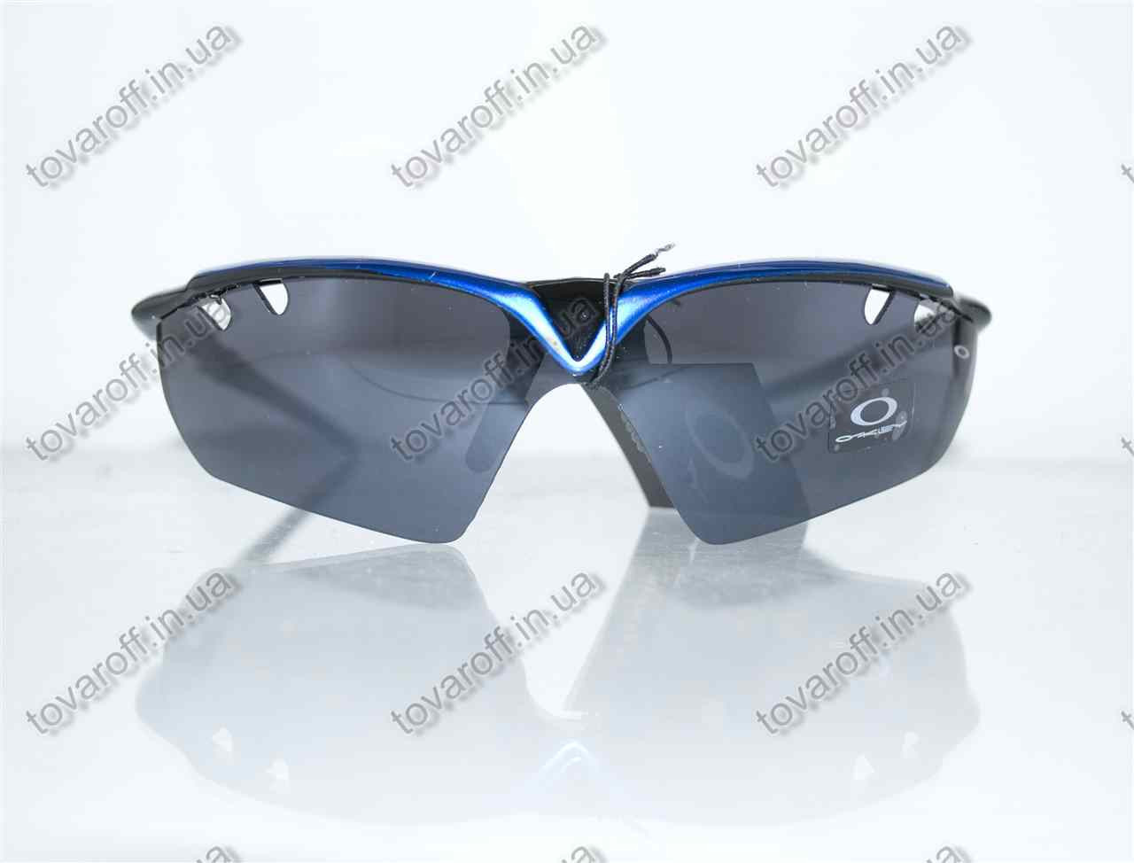 Очки мужские солнцезащитные спортивные Oakley (Окли) - Черно-синие - 9134 - фото 1 - id-p81843084