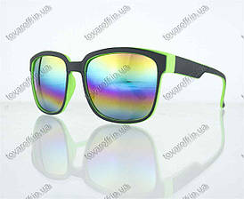 Окуляри унісекс сонцезахисні Вайфарер (Wayfarer) з дзеркальними лінзами - Чорно-салатові - 2104