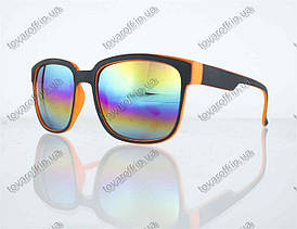 Окуляри унісекс сонцезахисні Вайфарер (Wayfarer) з дзеркальними лінзами - Чорно-помаранчеві - 2104