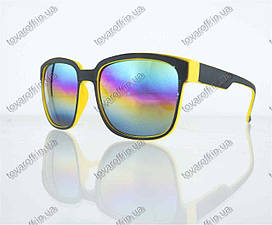 Окуляри унісекс сонцезахисні Вайфарер (Wayfarer) з дзеркальними лінзами - Чорно-жовті - 2104