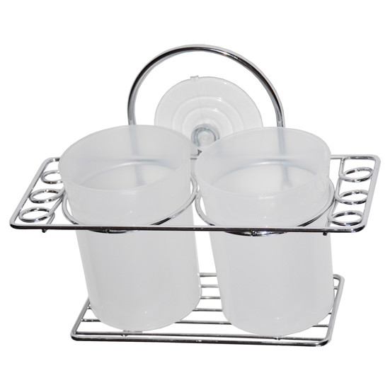 Комплект з двох склянок для зубних щіток з підставкою, фото 1