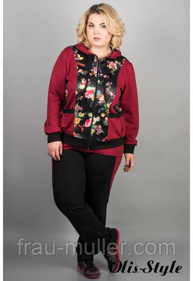 Спортивний жіночій костюм 52 54 56 кольору марсала Olis Style, фото 1