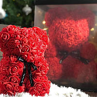 Ведмедик із 3D троянд 25 см у красивому подарунковій упаковці
