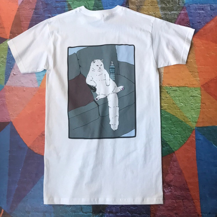 Біла футболка RipNDip - Lazy Cat • Чоловічий та жіночий • Бірки ориг