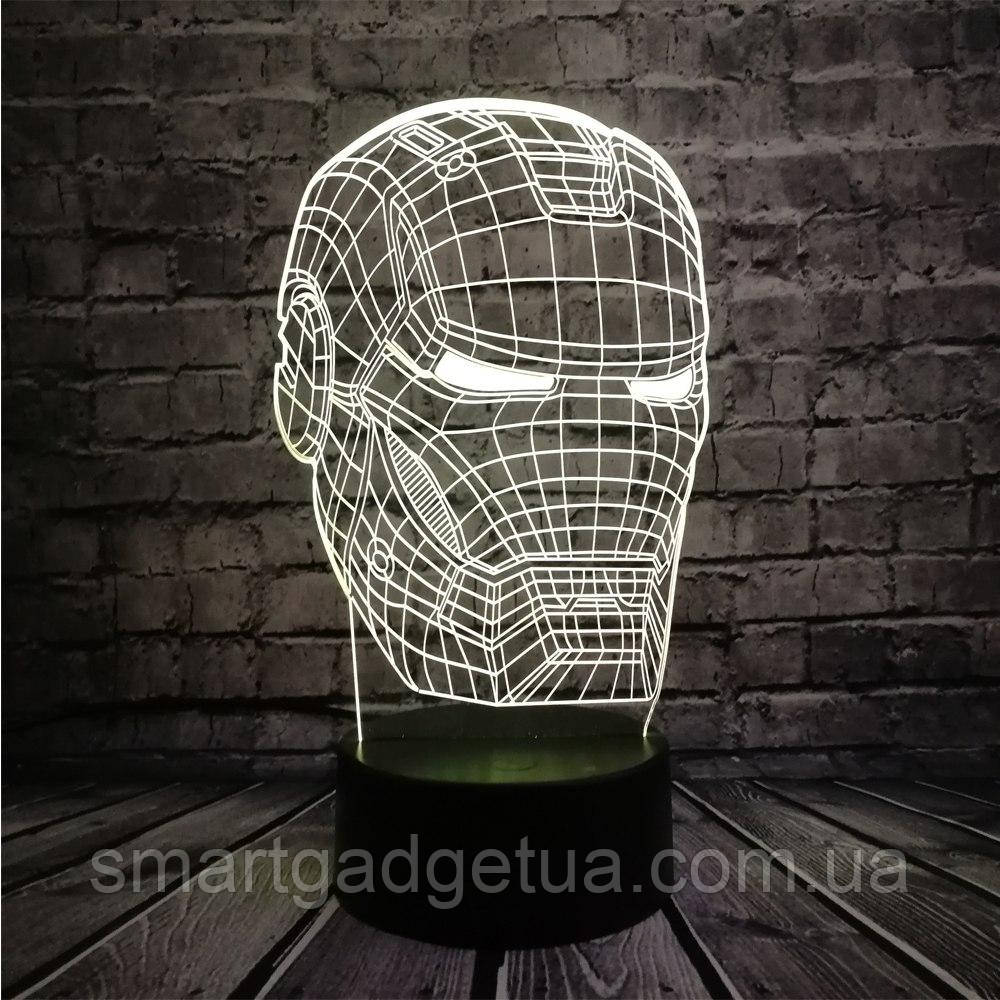 3D Світильник, нічник, Лампа "Marvel — Залізна людина"
