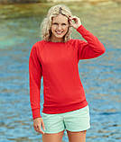 Жіночий світшот Fruit of the loom тонкий Lightweight Raglan Sweat lady-fit реглан светр Малиновий, S, фото 7