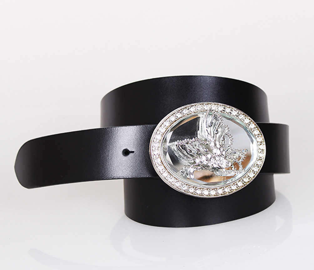 Жіночий ремінь з натуральної шкіри KAM-281118-30 чорний, фото 1