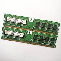 Комплект оперативной памяти Hynix DDR2 2Gb (1Gb+1Gb) 667MHz PC2 5300U 1R8 CL5 (HYMP112U64CP8-Y5 AB-C) Б/У