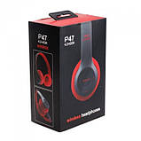 Навушники бездротові bluetooth microSD Mp3 MDR P47 BT, червоно-сері, фото 6