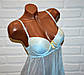 Блакитний комплект еротичної, прозорої жіночої білизни, пеньюар із чашкою та труси стринги, розмір S, фото 4