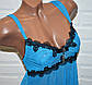 Блакитний комплект прозорої жіночої білизни, нічна сорочка пеньюар сітка та труси стринги, розмір M, фото 4